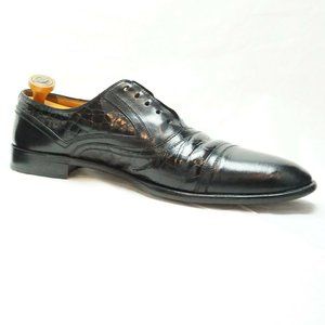 Johnston & Murphy Cellini Black Leather Alligator Embossed Dress Shoes Sz 8.5 D